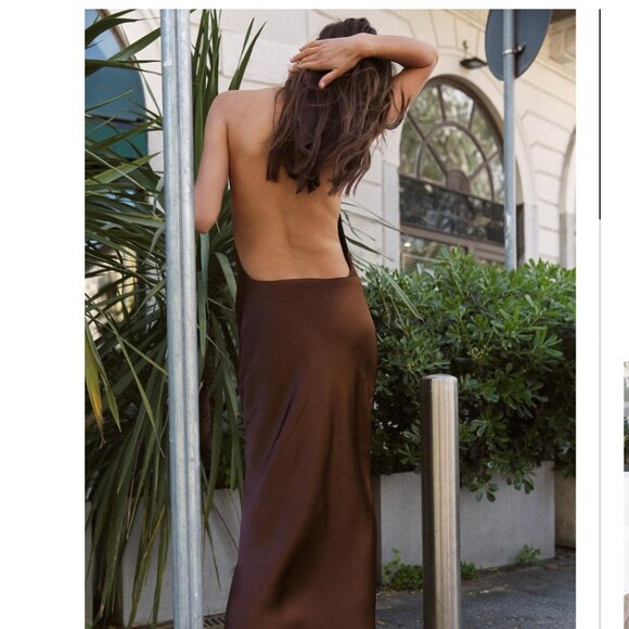 ZARA - Open Back Satin Effect Dress - Picture 2 of 7